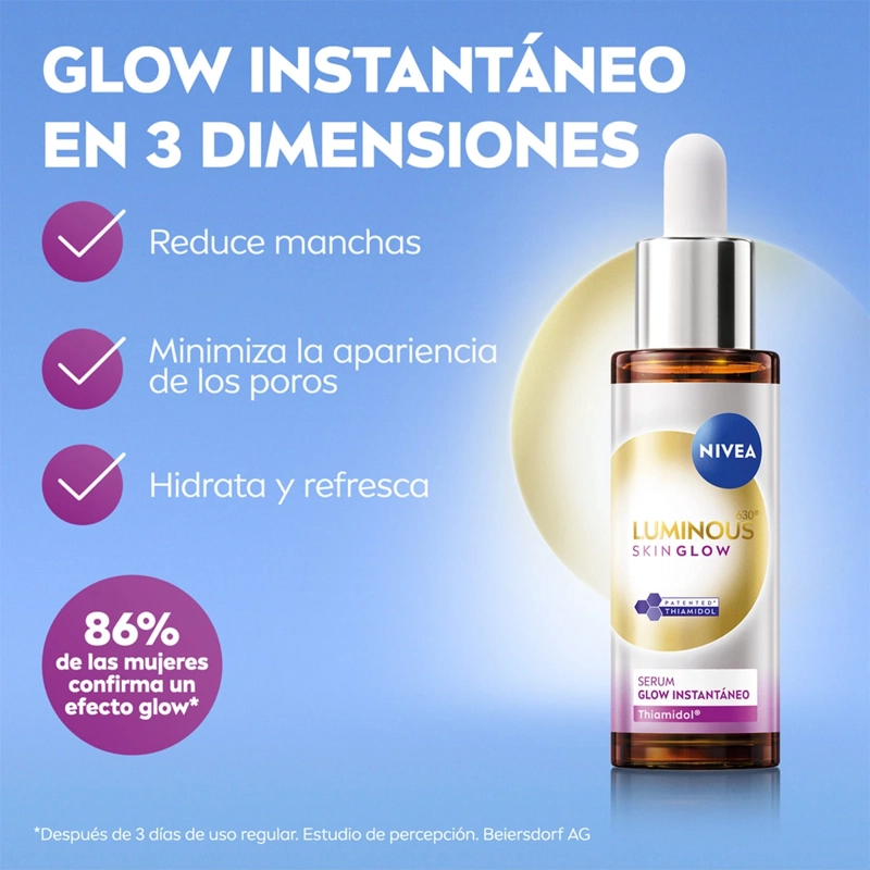 SÉRUM ANTIMANCHAS NIVEA LUMINOUS630 SKIN GLOW CON THIAMIDOL Y NIACINAMIDA 30 ML - 4