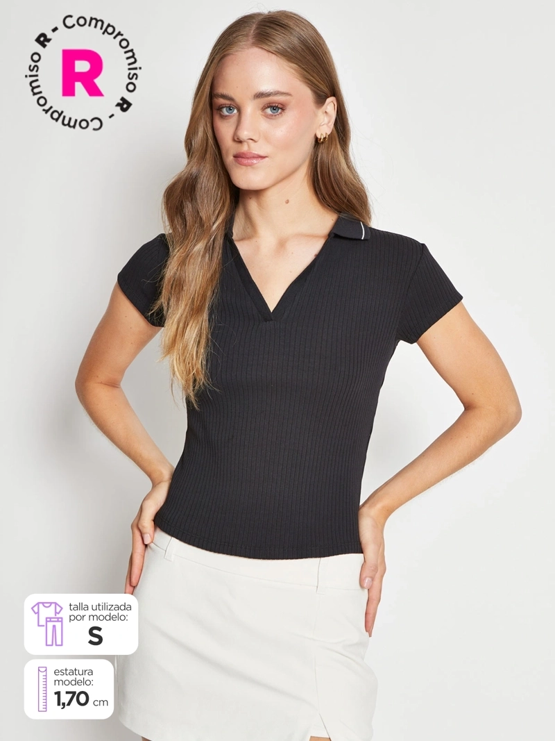 POLERA MUJER INDEX ALGODÓN CUELLO POLO MANGA CORTA - 1