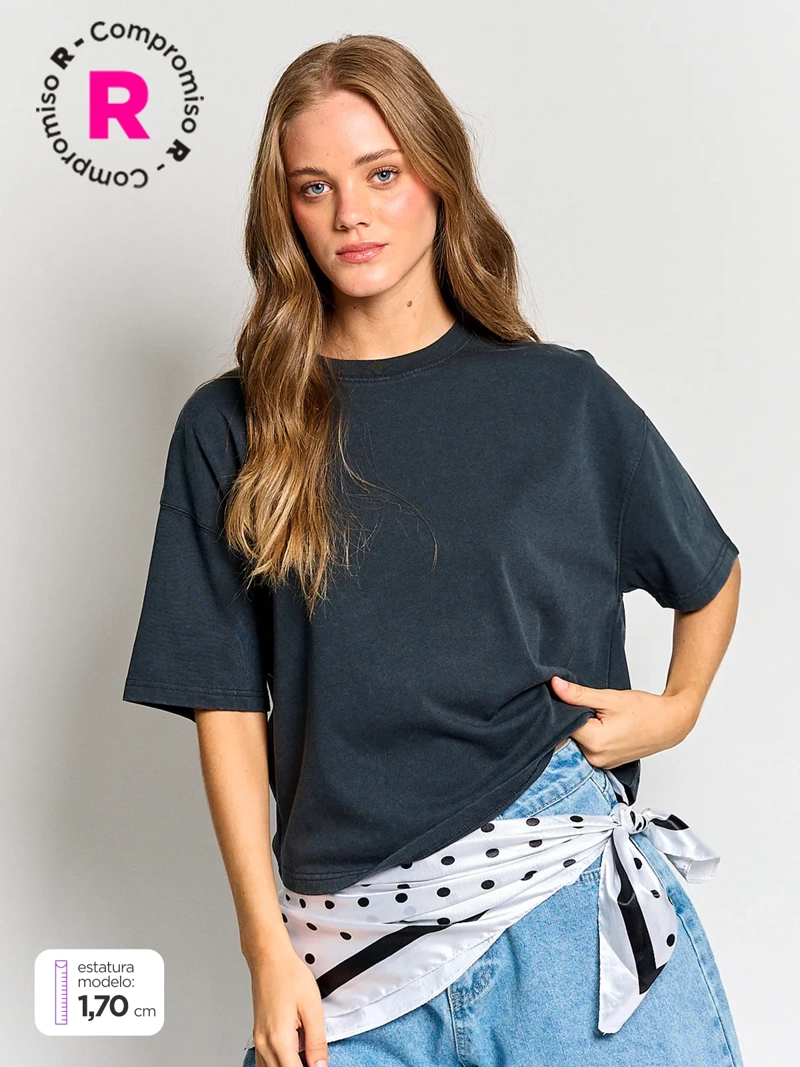 POLERA MUJER INDEX ALGODÓN MANGA CORTA BÁSICA - 1