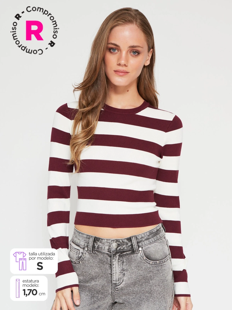 SWEATER MUJER INDEX MANGA LARGA BÁSICO - 1
