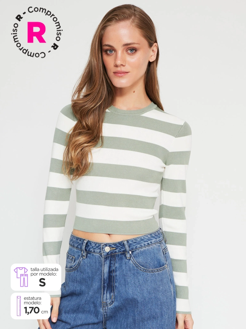 SWEATER MUJER INDEX MANGA LARGA BÁSICO - 1
