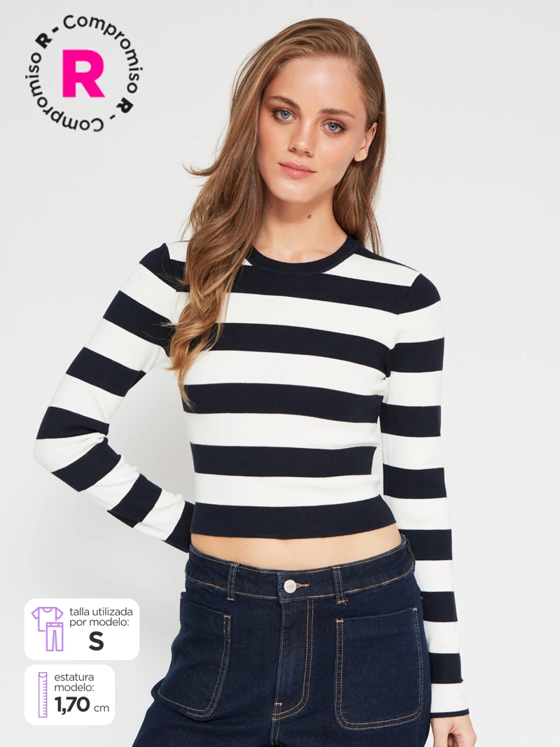 SWEATER MUJER INDEX MANGA LARGA BÁSICO - 1