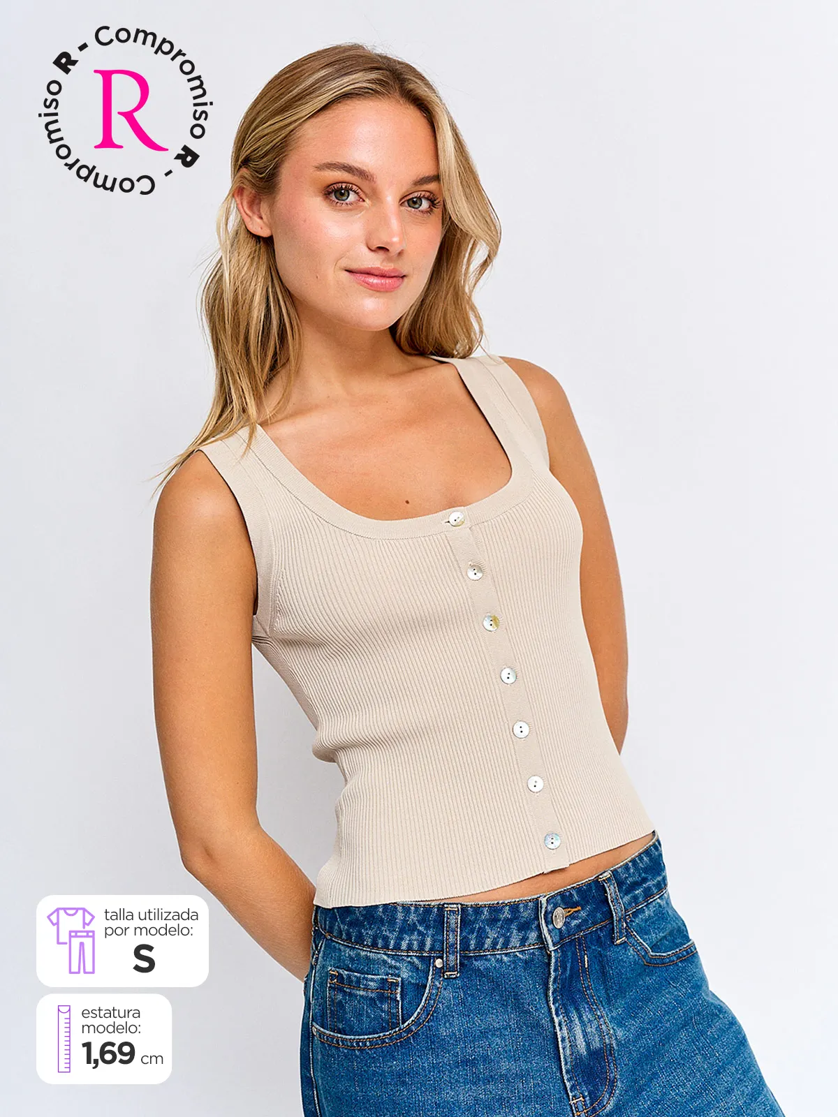 POLERA MUJER INDEX SIN MANGAS TEJIDO - 2