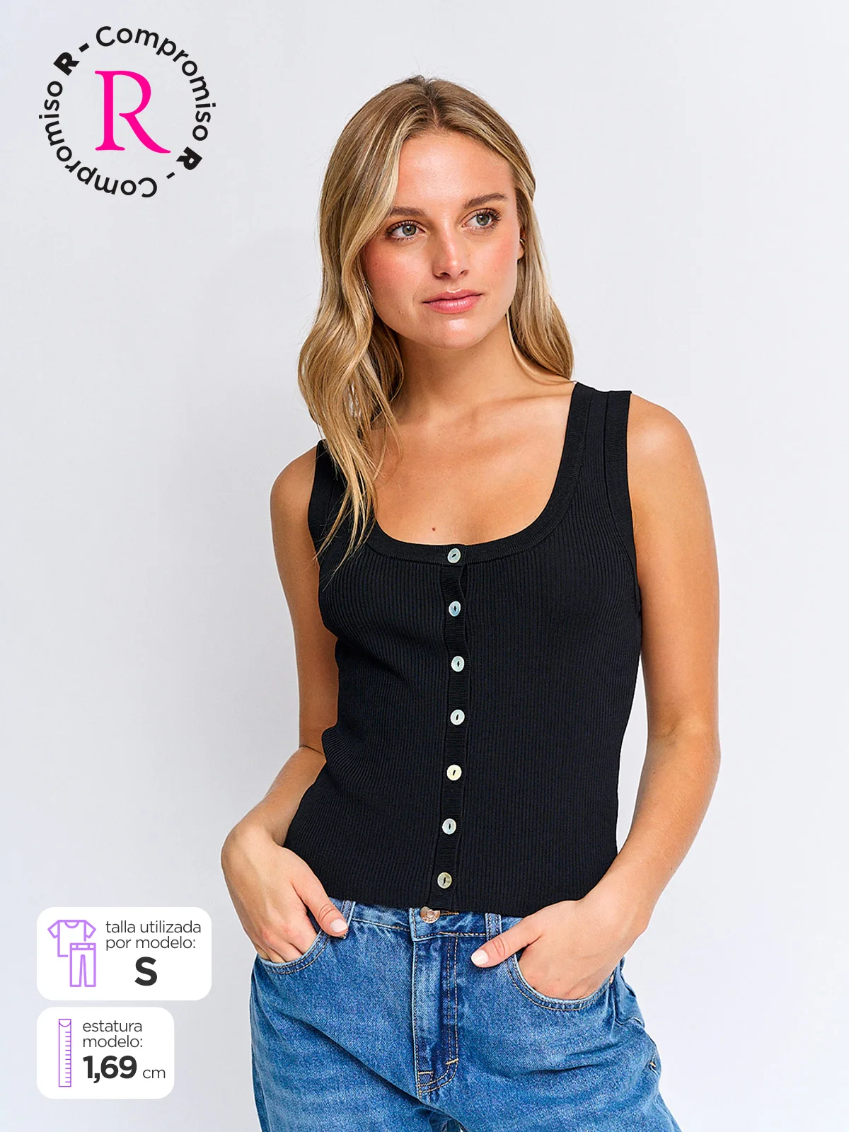 POLERA MUJER INDEX SIN MANGAS TEJIDO - 1