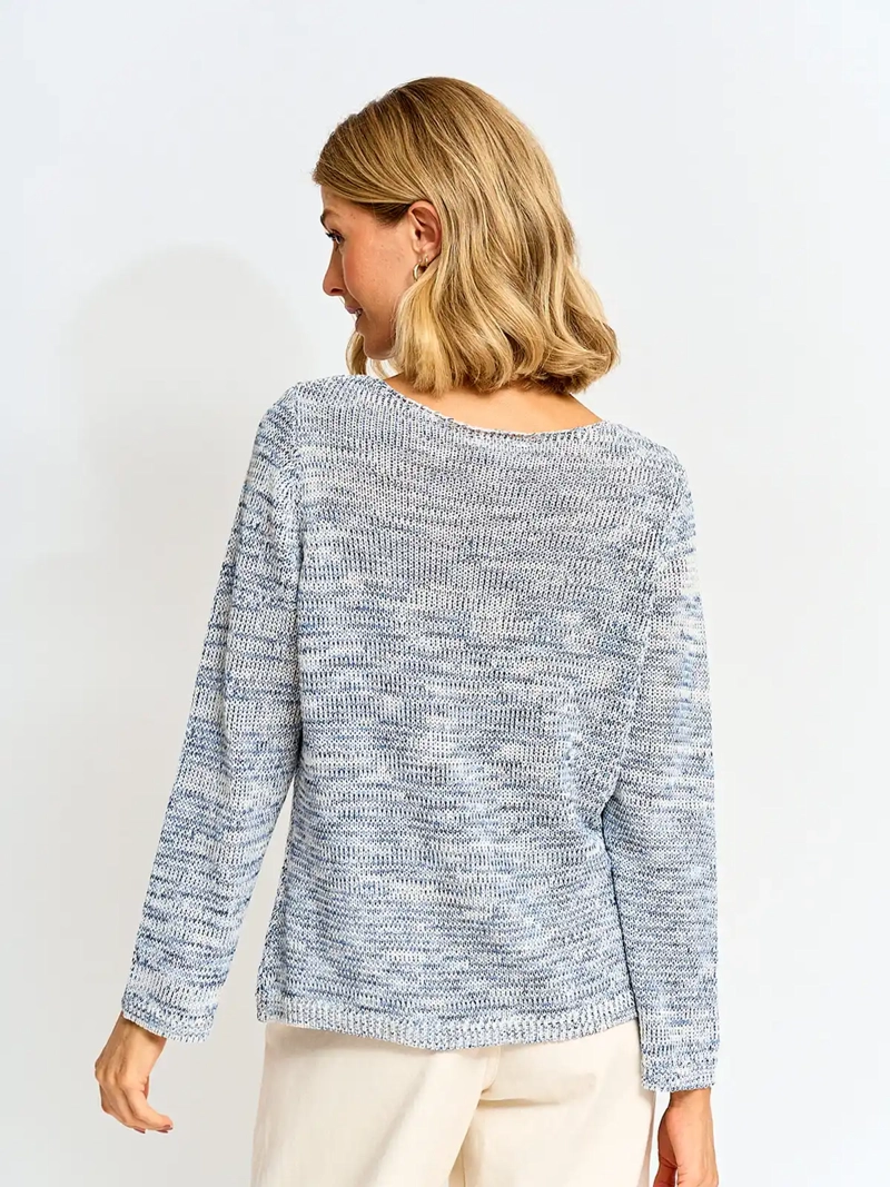 SWEATER MUJER AZIZ ALGODÓN MANGA LARGA JASPEADO - 2