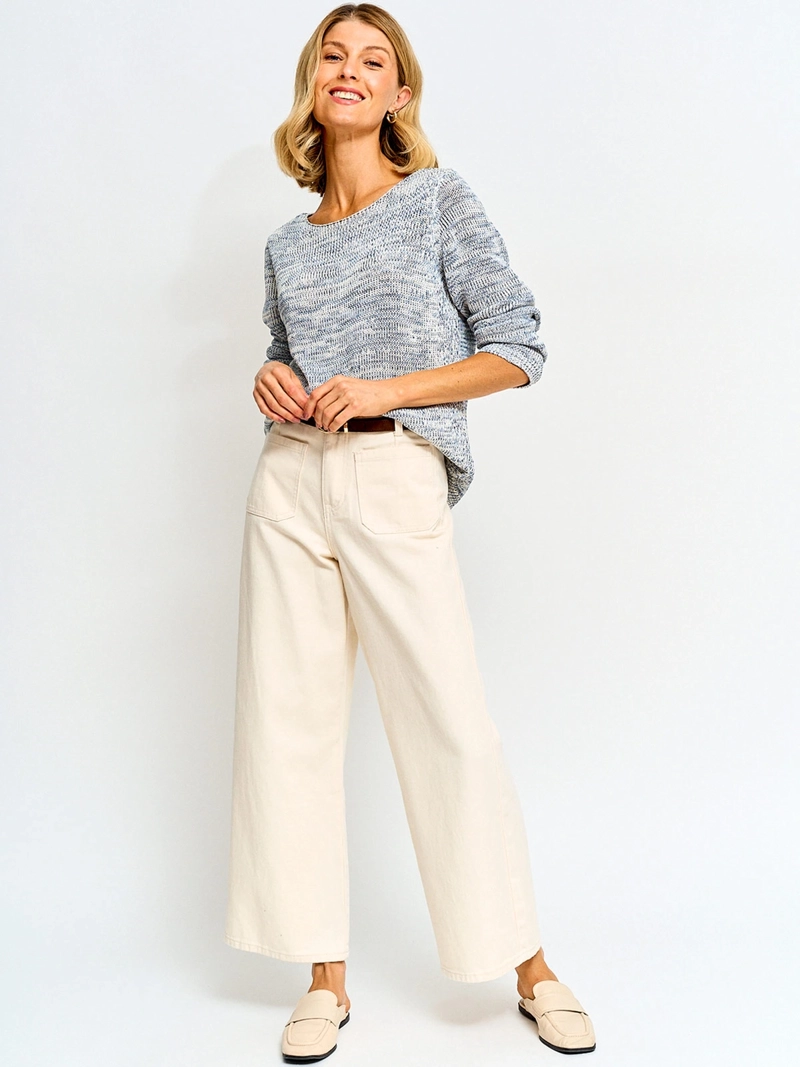 SWEATER MUJER AZIZ ALGODÓN MANGA LARGA JASPEADO - 4