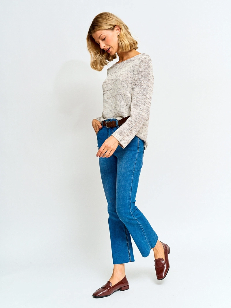 SWEATER MUJER AZIZ ALGODÓN MANGA LARGA JASPEADO - 4
