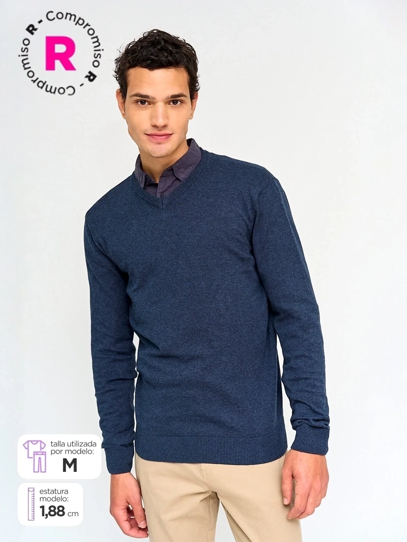 SWEATER HOMBRE MARQUIS ALGODÓN CUELLO EN V - 1