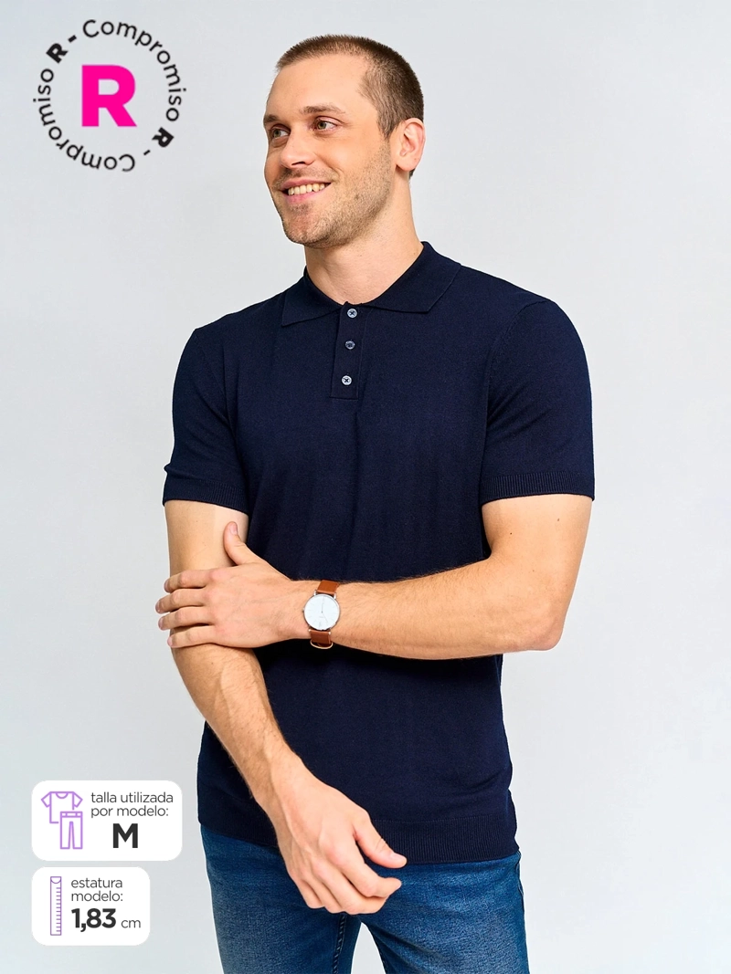 POLERA HOMBRE MARQUIS MANGA CORTA TEJIDA BOTONES - 1
