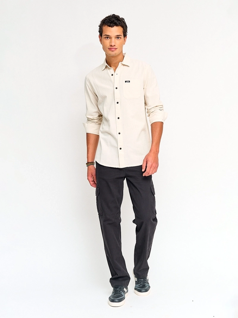 CAMISA HOMBRE HALF ALGODÓN MANGA LARGA TEXTURADA - 4