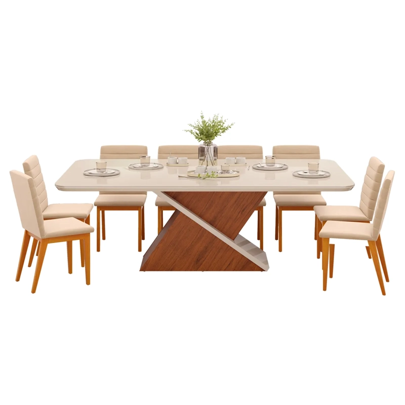 JUEGO DE COMEDOR DI PORETTI DESIGN ZAFIRA 8S BEIGE