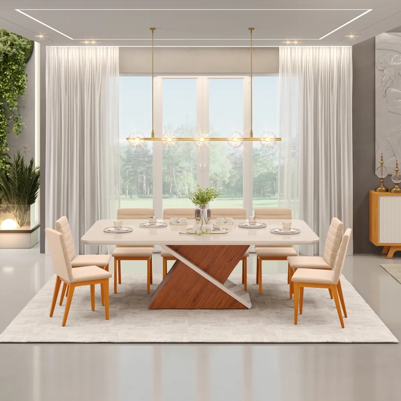 JUEGO DE COMEDOR DI PORETTI DESIGN ZAFIRA 8S BEIGE - 4