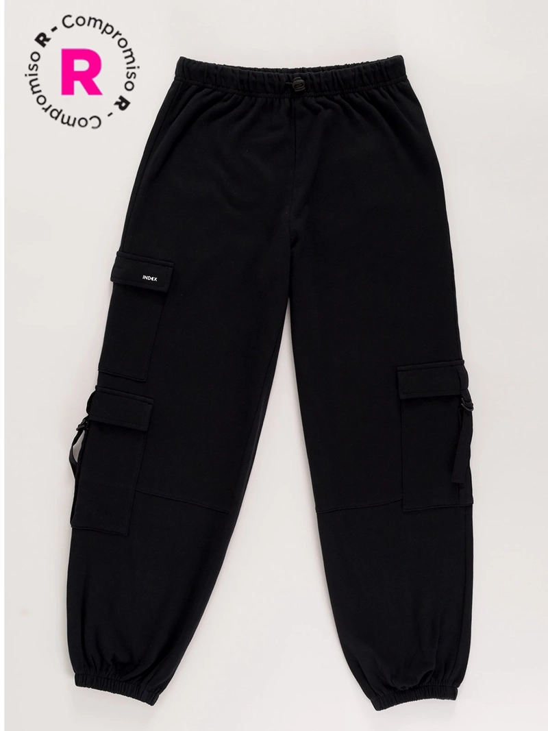 PANTALÓN DE BUZO NIÑA INDEX ALGODÓN CINTA - 1