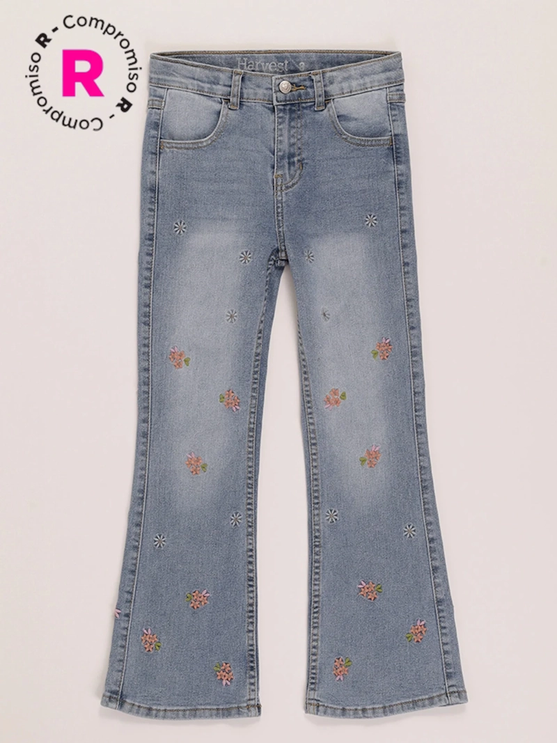 JEANS NIÑA HARVEST FLARE FLORES - 1