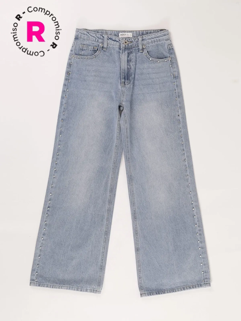JEANS NIÑA INDEX ALGODÓN WIDELEG TACHAS - 1