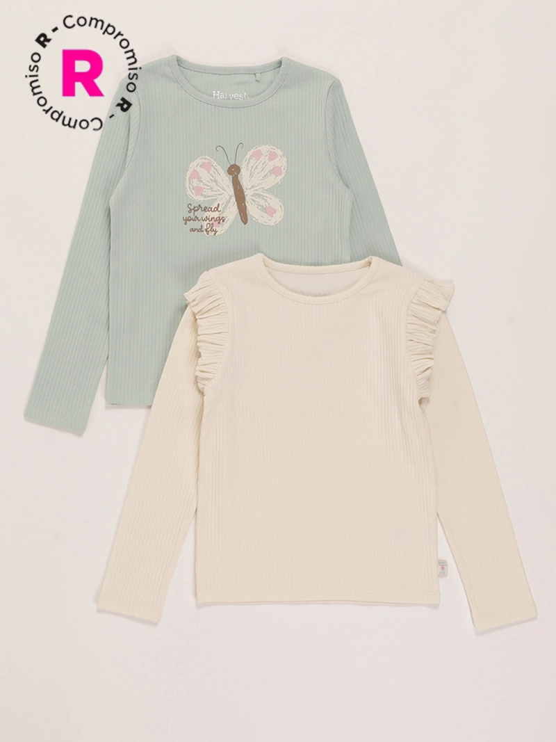 POLERA MANGA LARGA NIÑA HARVEST BIPACK