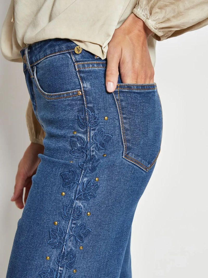 JEANS MUJER TATIENNE ALGODÓN WIDELEG BORDADO - 4