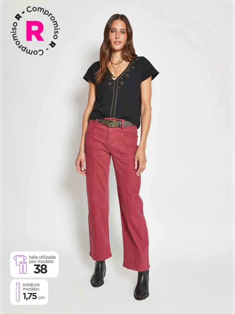 PANTALÓN MUJER TATIENNE ALGODÓN STRAIGHT CINTURÓN SERPIENTE - 1