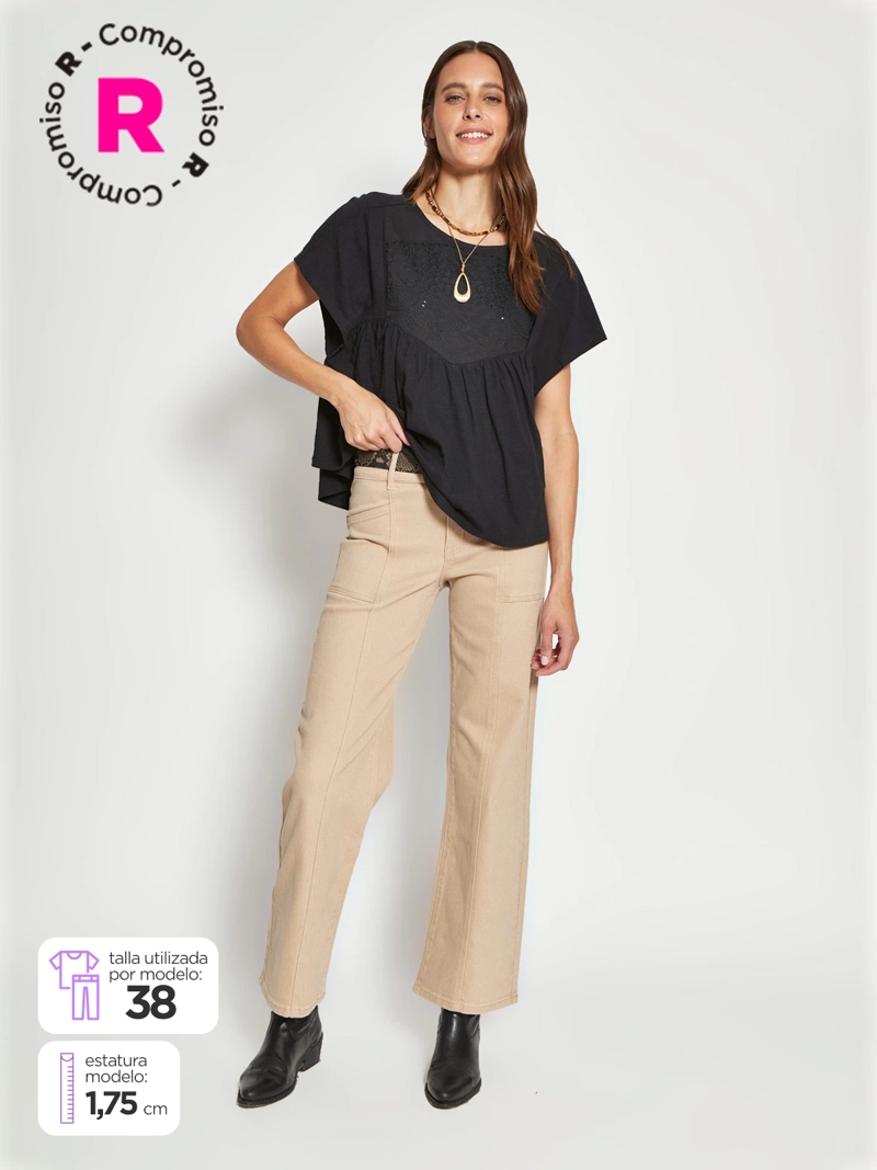 PANTALÓN MUJER TATIENNE ALGODÓN STRAIGHT CINTURÓN SERPIENTE