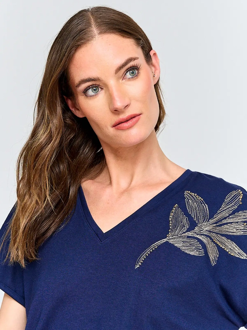 POLERA MUJER CACHAREL CUELLO EN V MANGA CORTA - 3