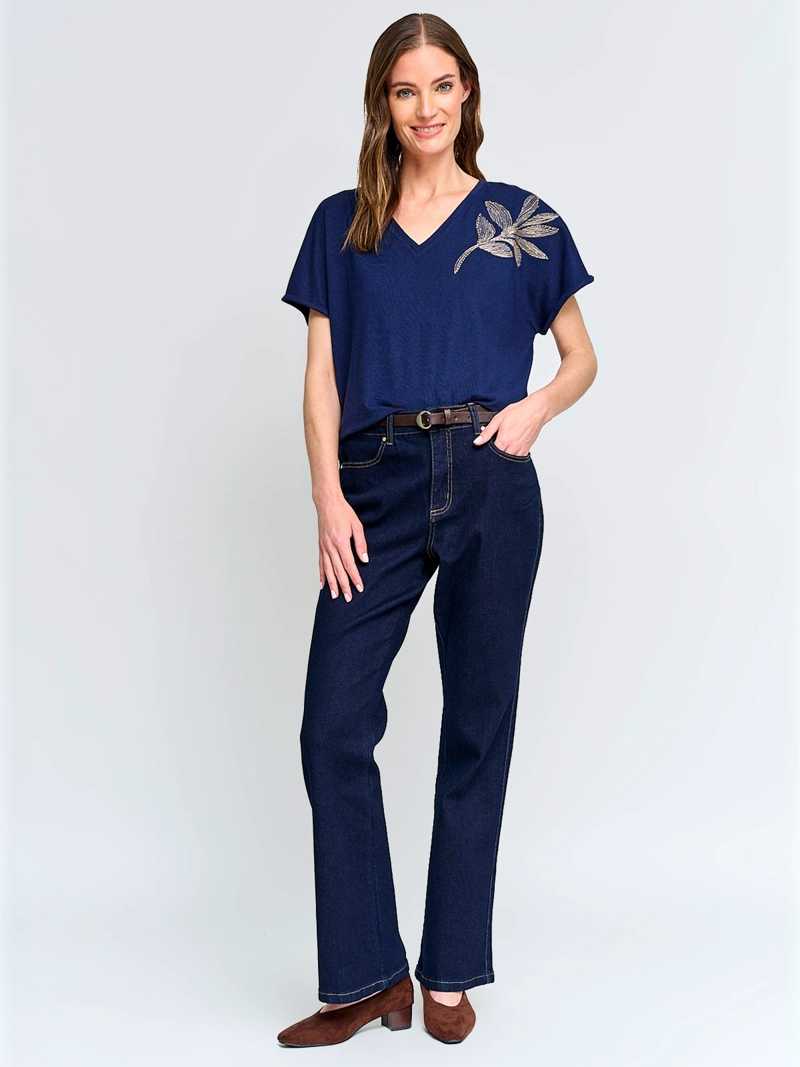 POLERA MUJER CACHAREL CUELLO EN V MANGA CORTA - 4
