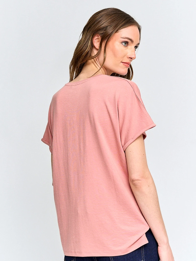 POLERA MUJER CACHAREL CUELLO EN V MANGA CORTA - 2