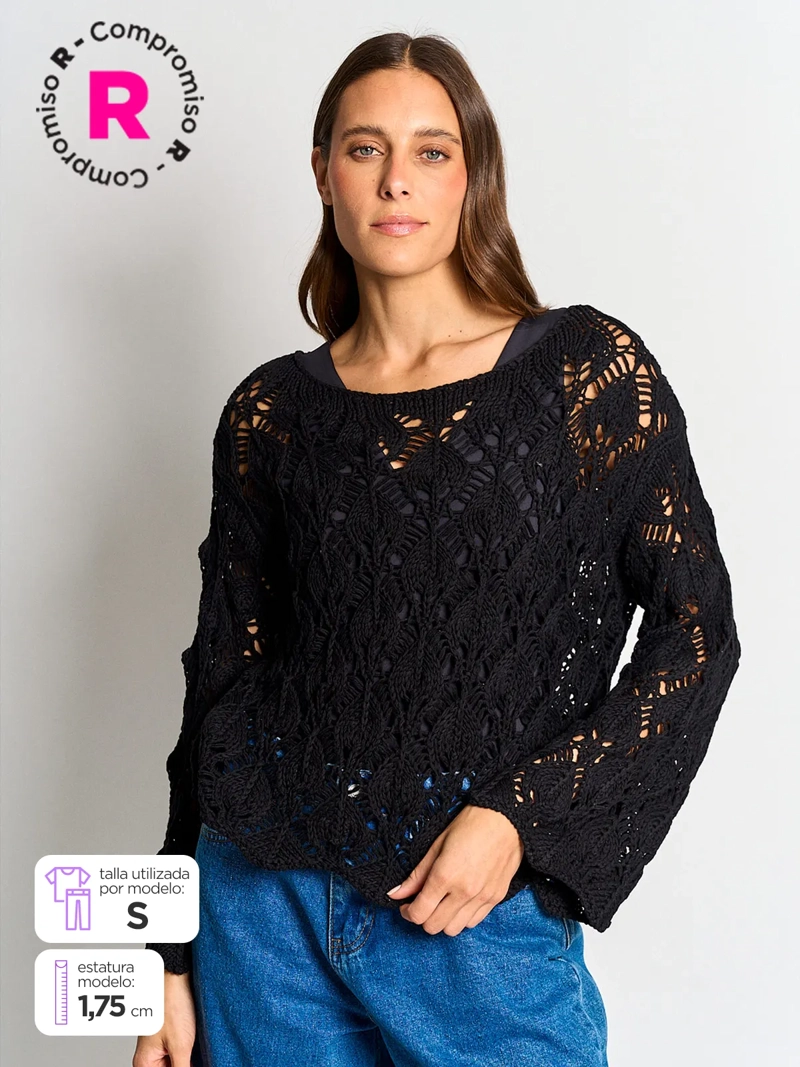 SWEATER MUJER MARQUIS ALGODÓN CALADO - 1