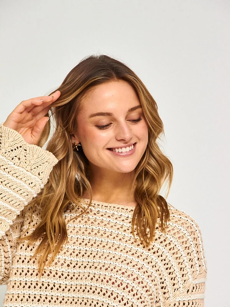 SWEATER MUJER INDEX ALGODÓN MANGA LARGA CALADO - 3