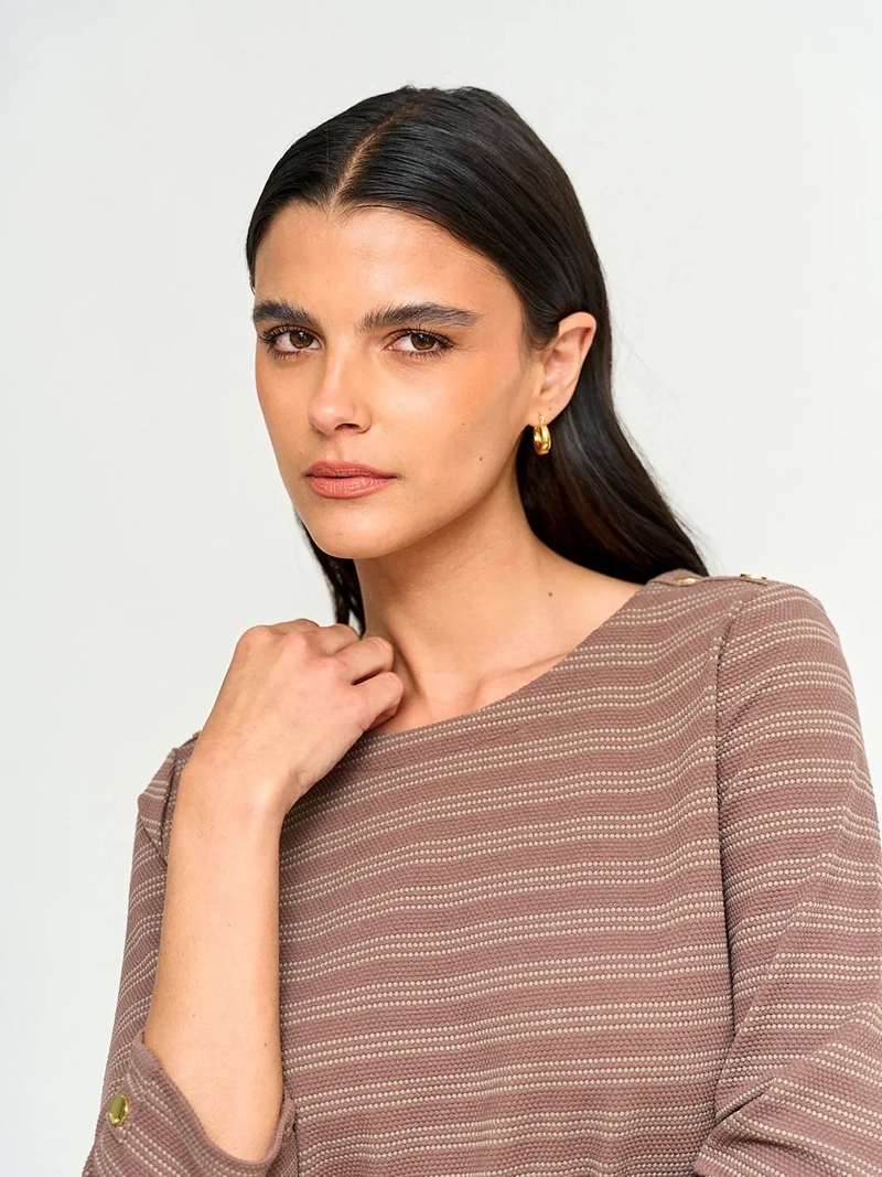 POLERA MUJER CACHAREL MANGA 3/4 TEXTURADA - 3