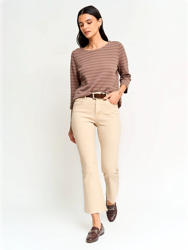 POLERA MUJER CACHAREL MANGA 3/4 TEXTURADA - 4
