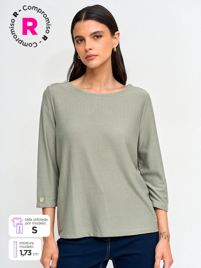 POLERA MUJER CACHAREL MANGA 3/4 TEXTURADA - 1