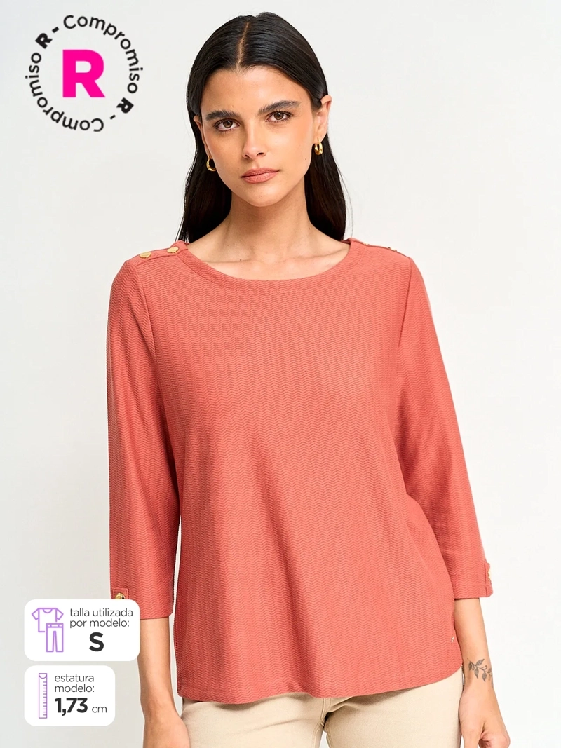 POLERA MUJER CACHAREL MANGA 3/4 TEXTURADA