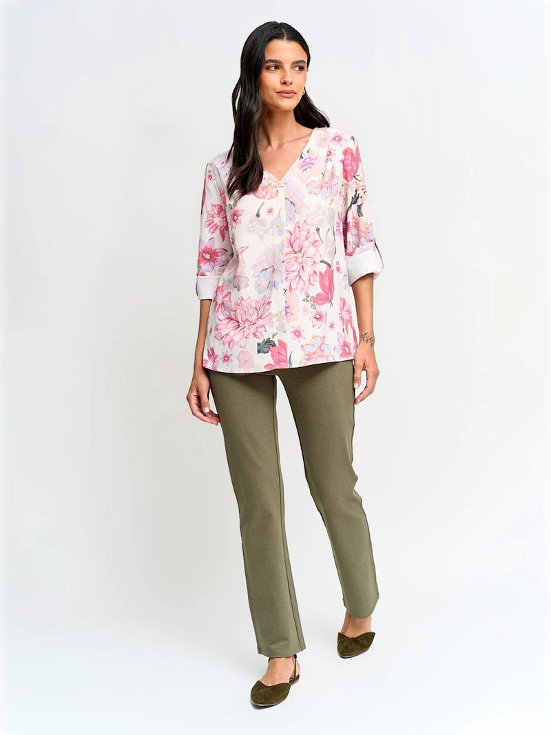BLUSA MUJER CACHAREL CUELLO EN V MANGA LARGA TEXTURADA - 4