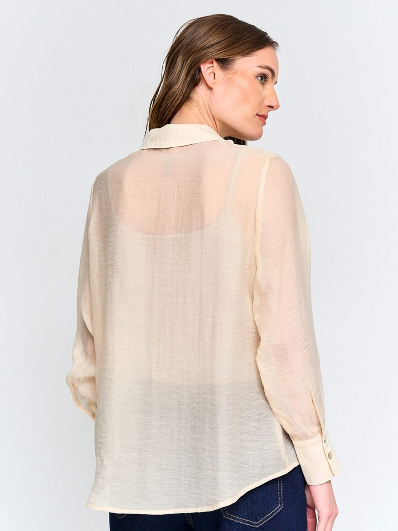 BLUSA MUJER CACHAREL MANGA LARGA CAMISERA VUELOS - 2