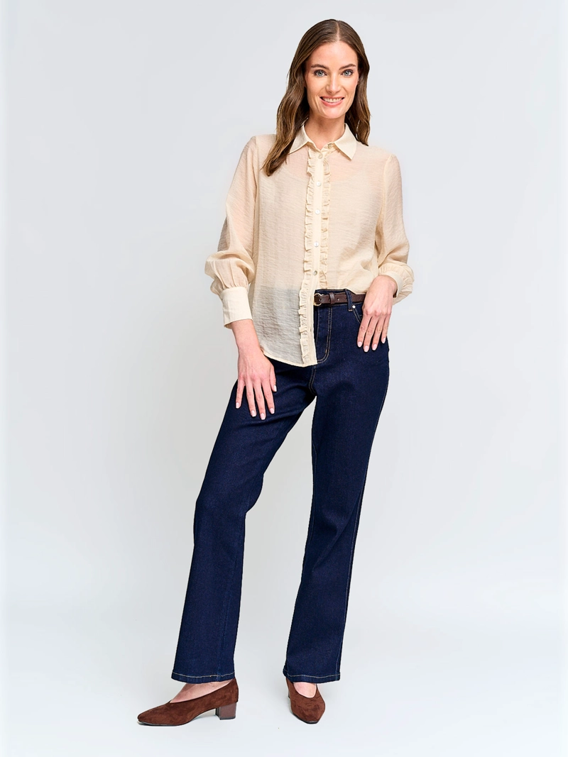BLUSA MUJER CACHAREL MANGA LARGA CAMISERA VUELOS - 4