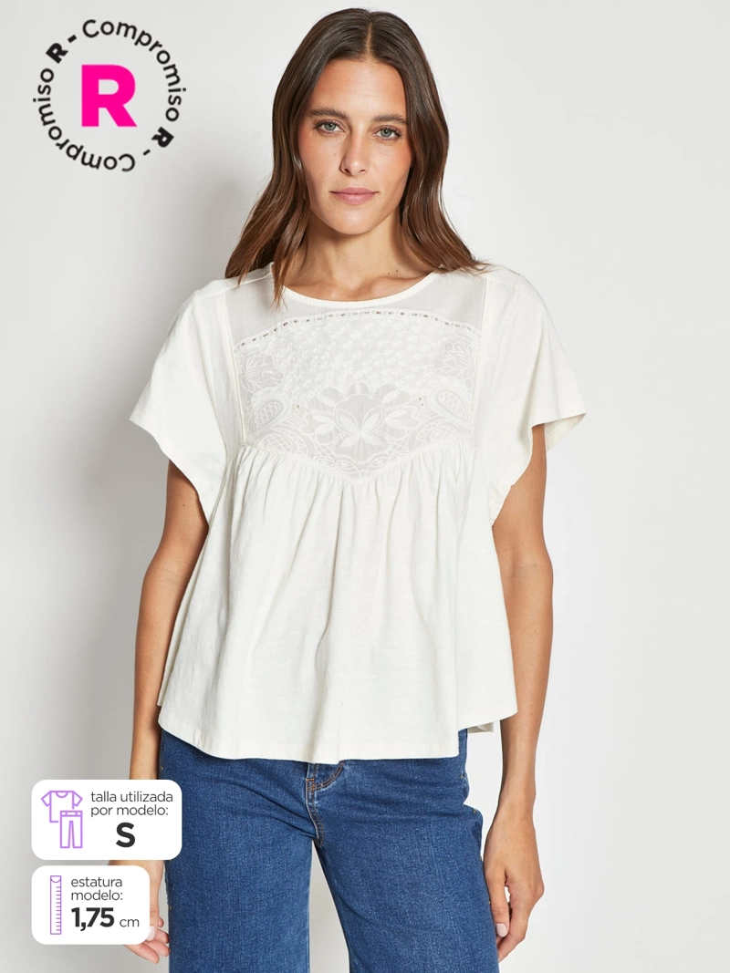 TATIENNE POLERA MUJER TATIENNE ALGODÓN MANGA CORTA VUELOS
