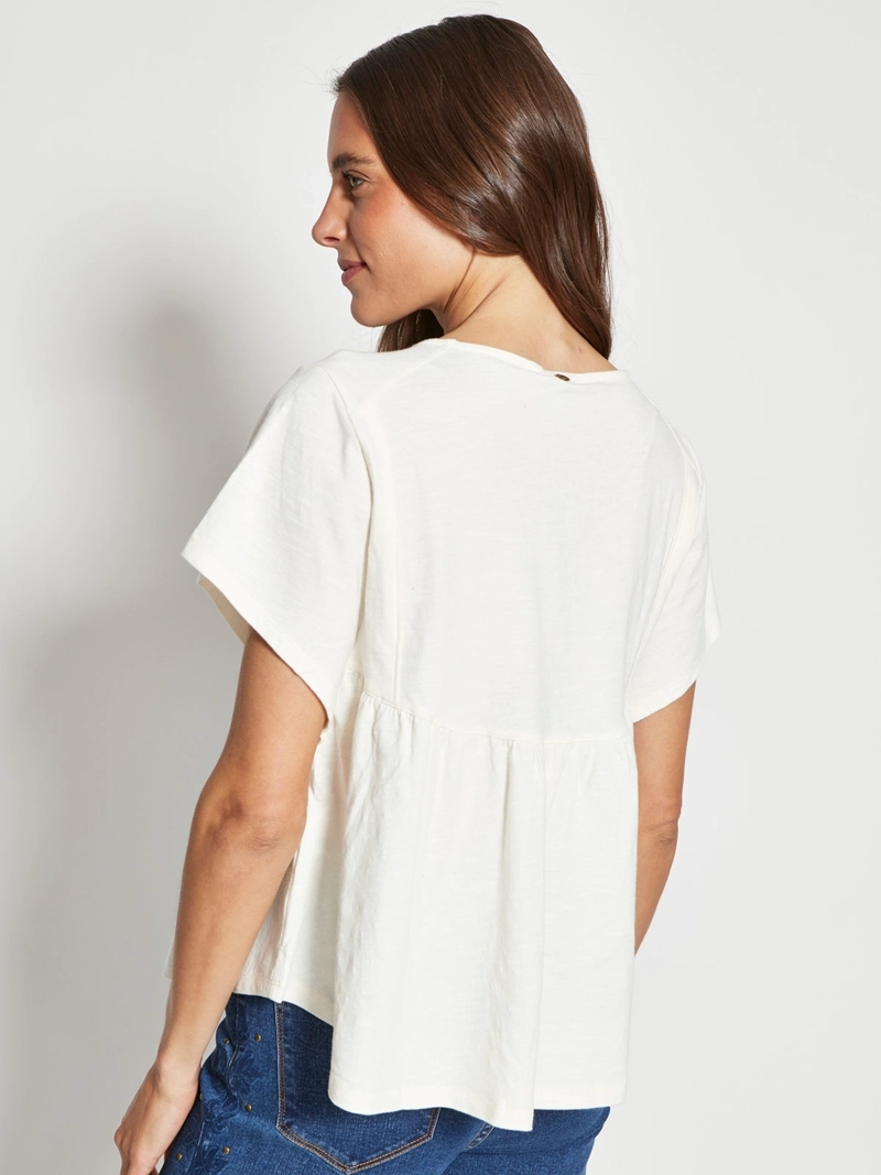 POLERA MUJER TATIENNE ALGODÓN MANGA CORTA VUELOS - 2