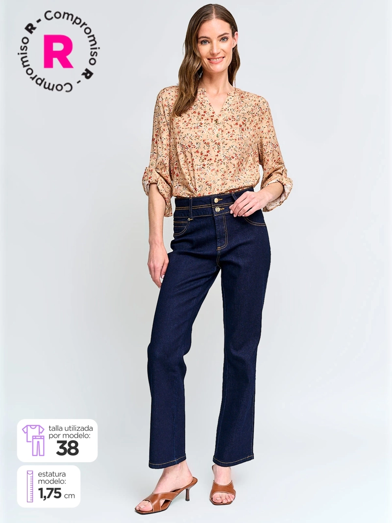 JEANS MUJER CACHAREL ALGODÓN RECTO PUSH UP - 1