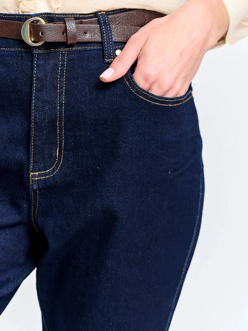 JEANS MUJER CACHAREL ALGODÓN RECTO CINTURÓN - 4