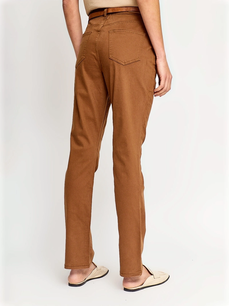 PANTALÓN MUJER CACHAREL ALGODÓN RECTO CINTURÓN - 3