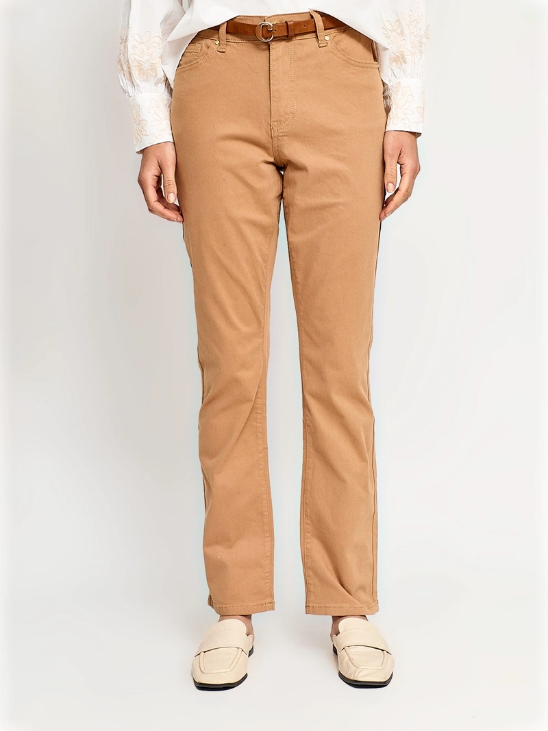 PANTALÓN MUJER CACHAREL ALGODÓN RECTO CINTURÓN - 2