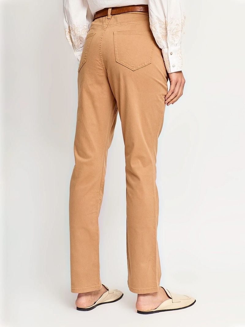PANTALÓN MUJER CACHAREL ALGODÓN RECTO CINTURÓN - 3