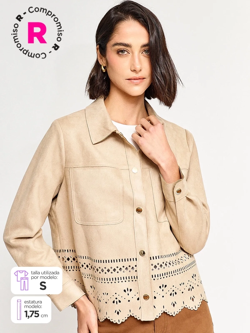 CHAQUETA MUJER CACHAREL GAMUZA APLICACIÓN - 1