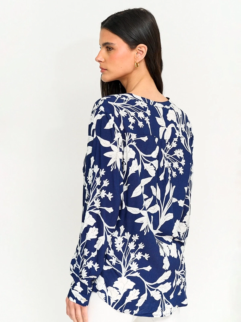 BLUSA MUJER AZIZ CUELLO MAO MANGA LARGA PRINT - 2