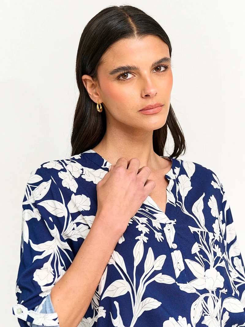 BLUSA MUJER AZIZ CUELLO MAO MANGA LARGA PRINT - 3