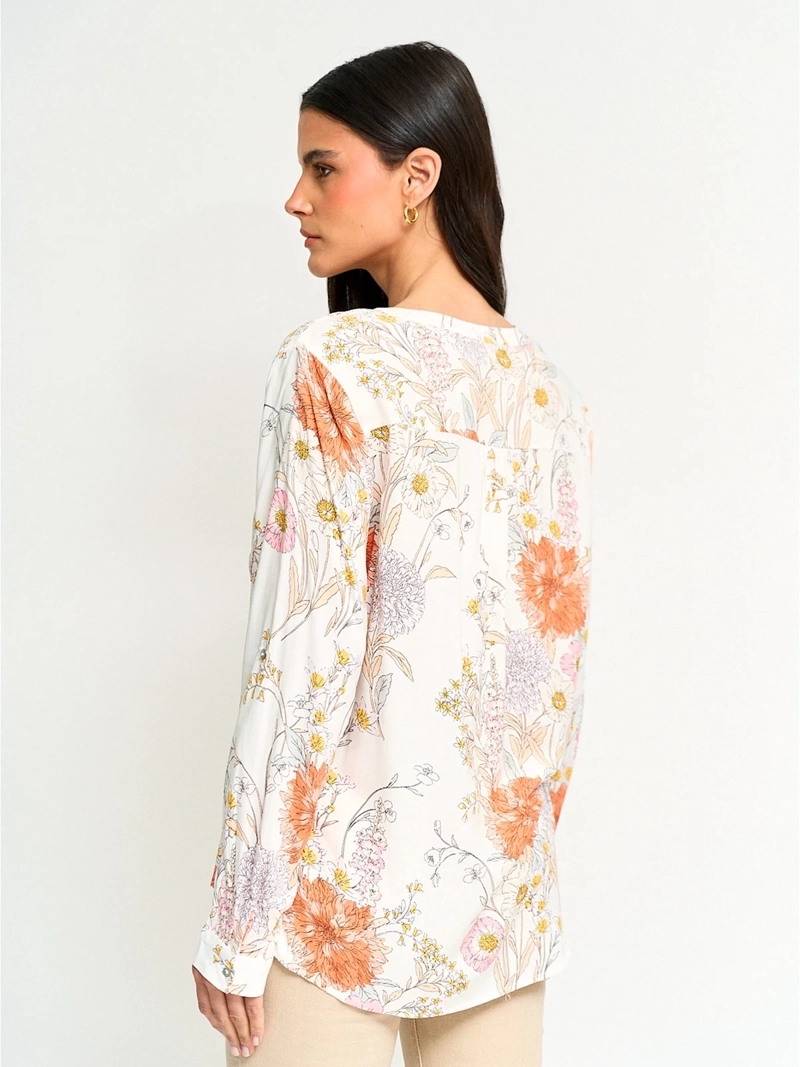 BLUSA MUJER AZIZ CUELLO MAO MANGA LARGA PRINT - 2