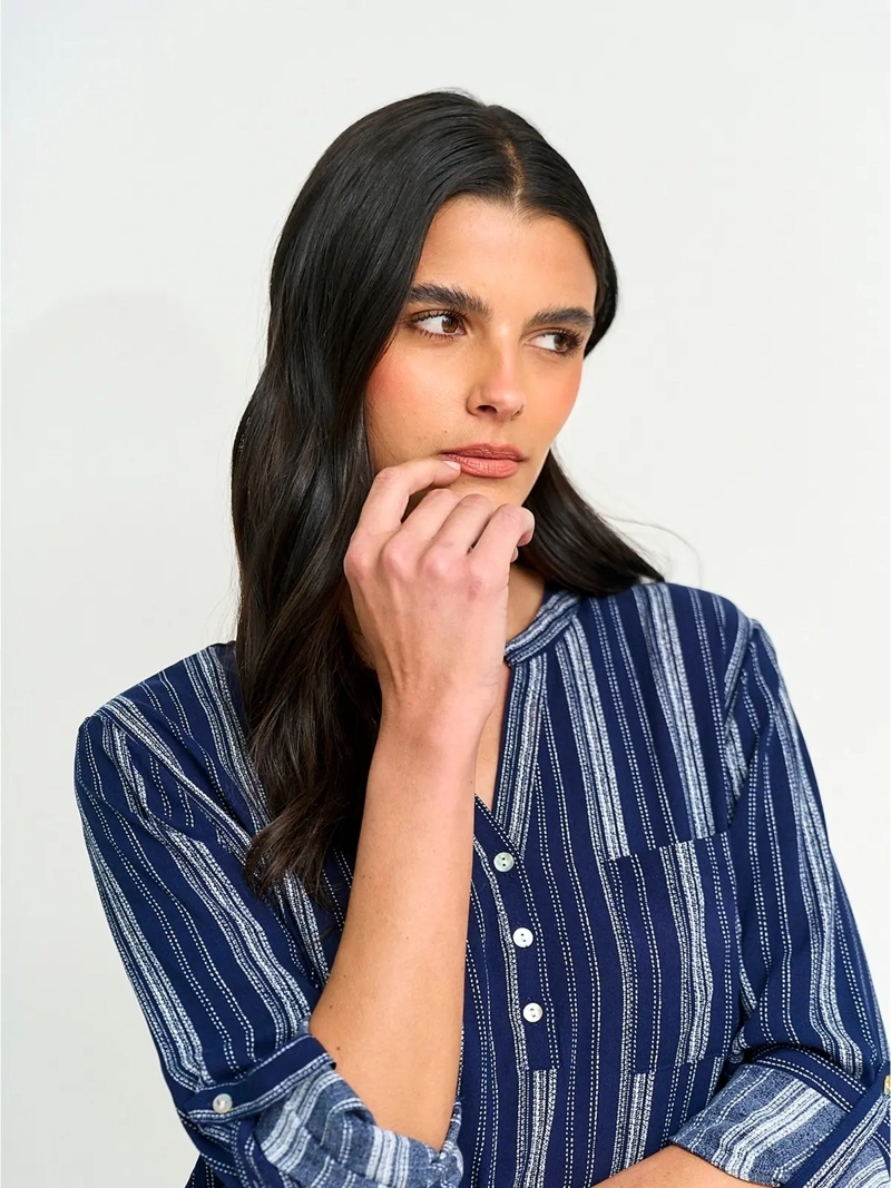 BLUSA MUJER AZIZ CUELLO MAO MANGA LARGA PRINT - 3