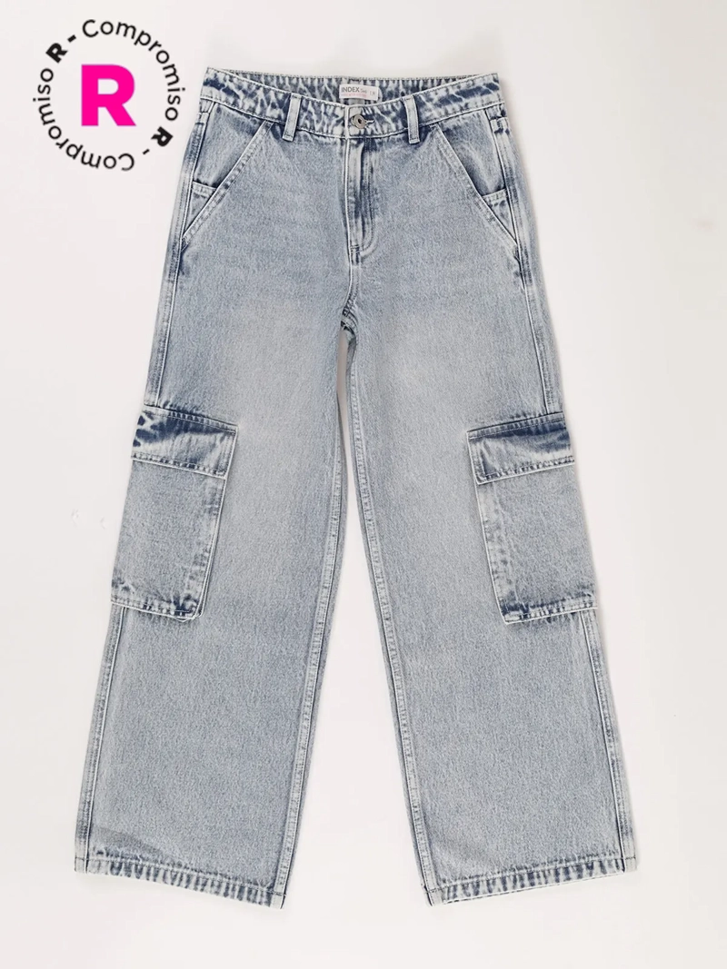 JEANS NIÑA INDEX ALGODÓN WIDELEG CARGO - 1