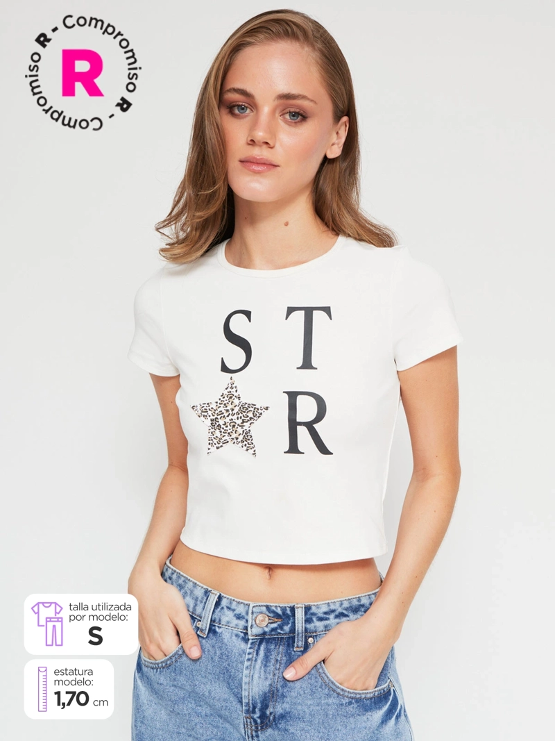 POLERA MUJER INDEX ALGODÓN MANGA CORTA ANIMAL PRINT