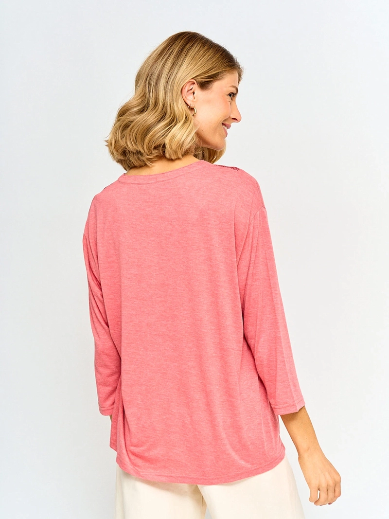 POLERA MUJER AZIZ MANGA 3/4 CORDADA - 2